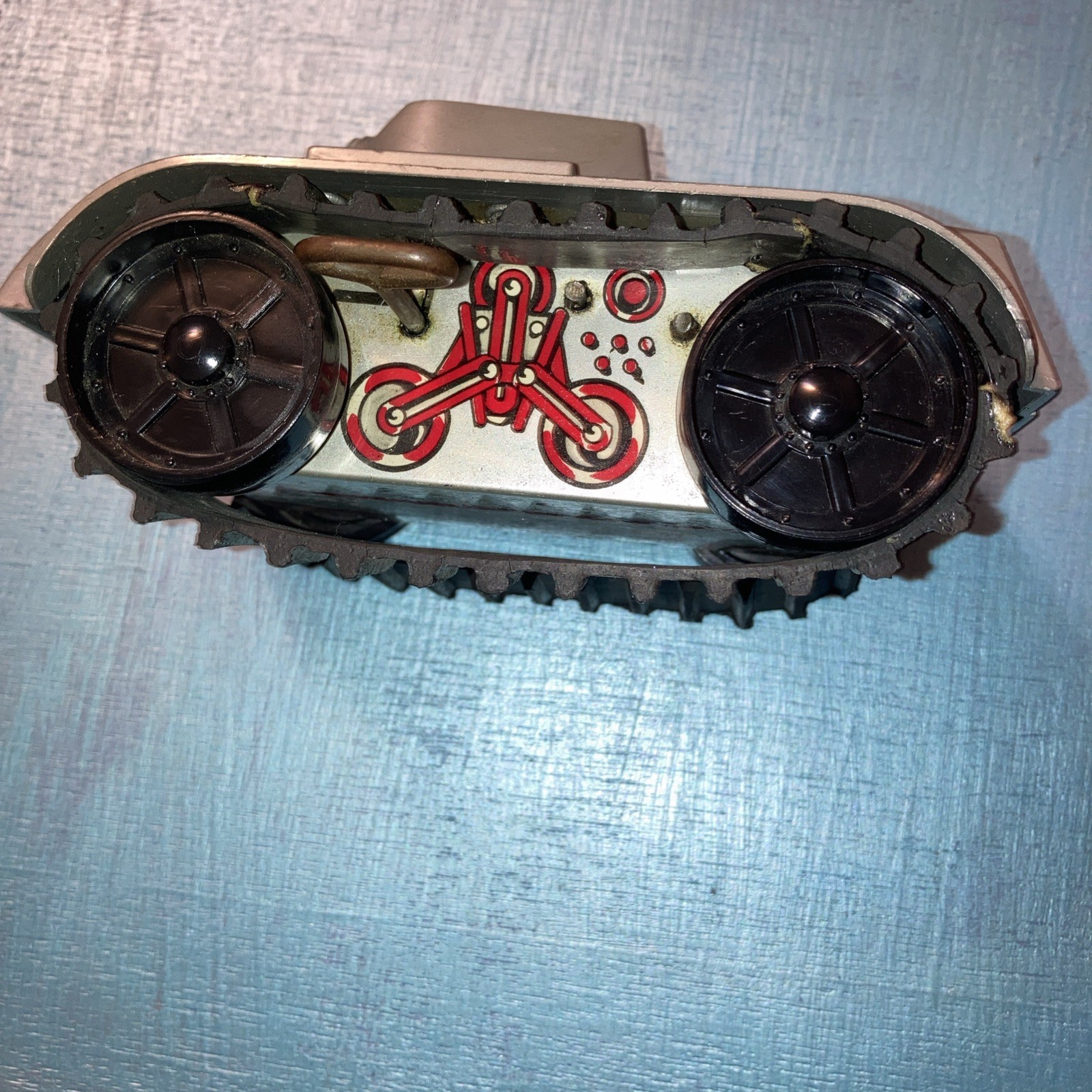 1950s marx Climbing fighting tank Tin Bottom Plastic Top Windup Works For Parts