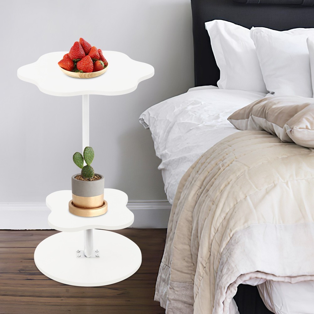 2 Tier Small Side Table 24.2in Height Modern Coffee Table Small Sofa Side Table