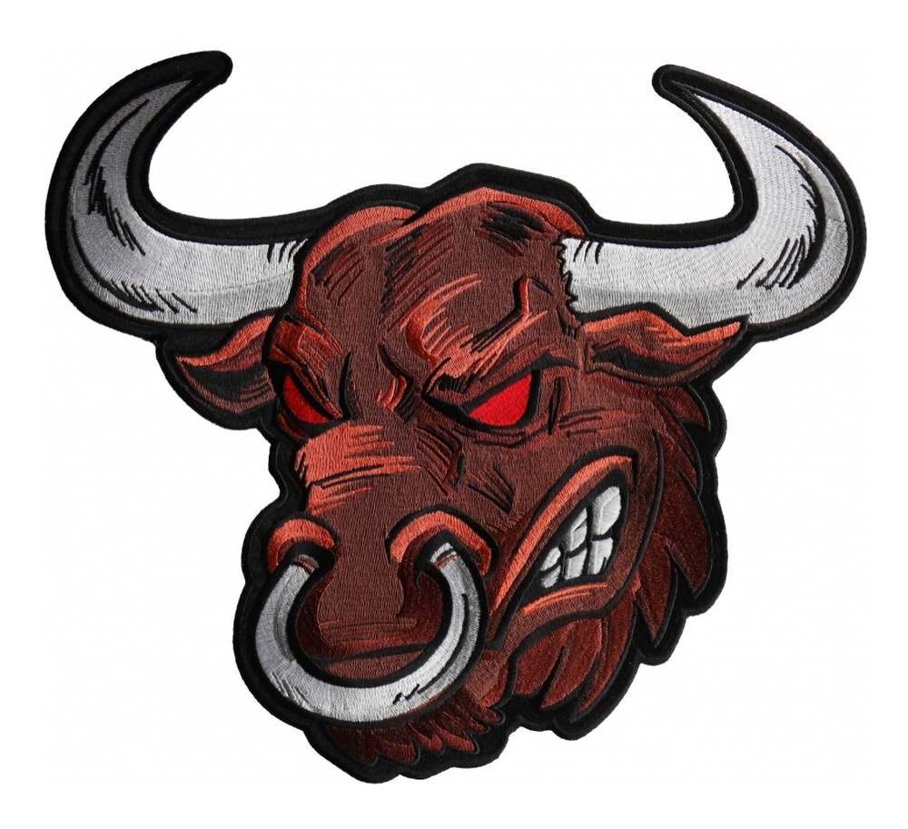 Small Angry Bull With Nose Ring Embroidered Biker Patch