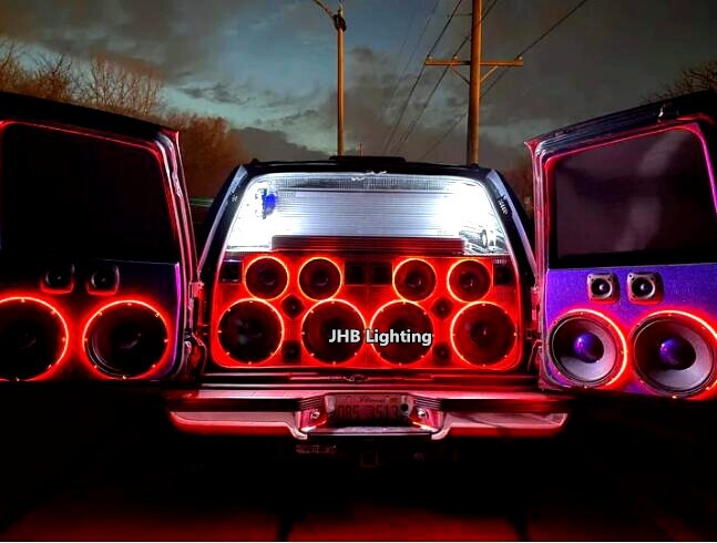 Set (4) 6.5"RGB Color Change LED Car Truck Sound Subs Audio Speaker Rings Lights