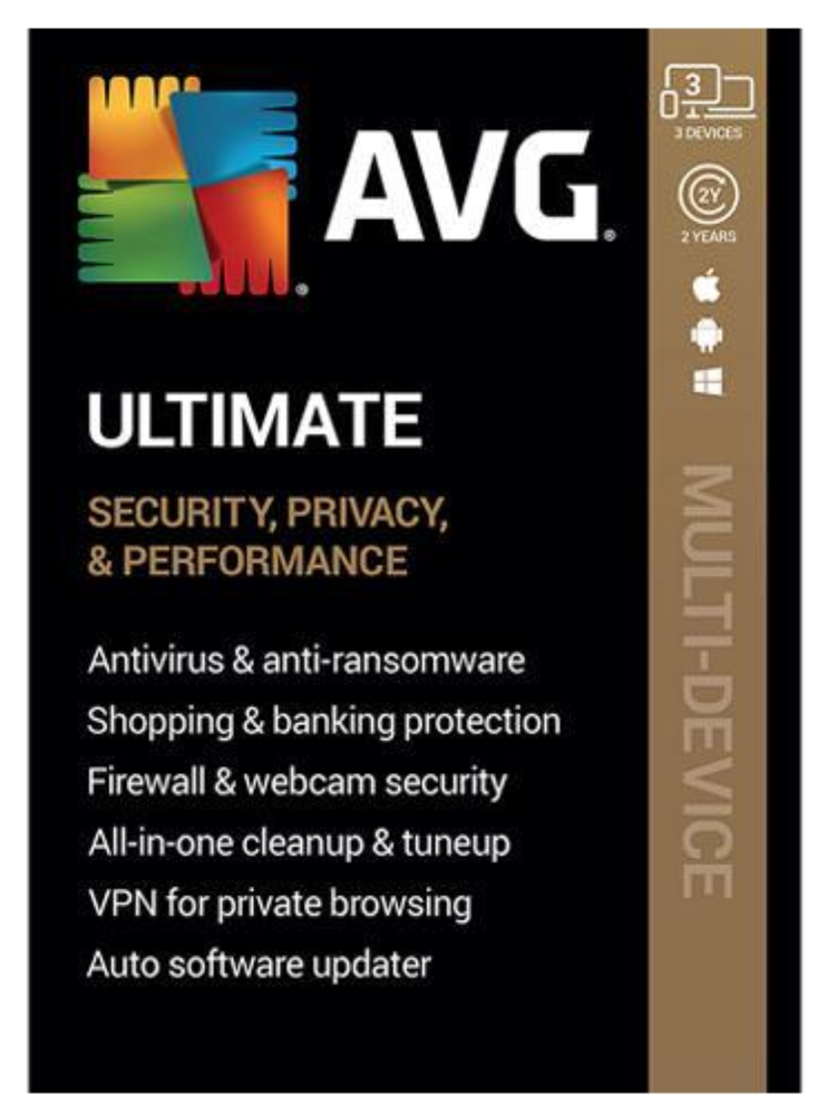 AVG ULTIMATE 2024 3 Devices 2 Years Internet Security New Retail Ships Fast !!