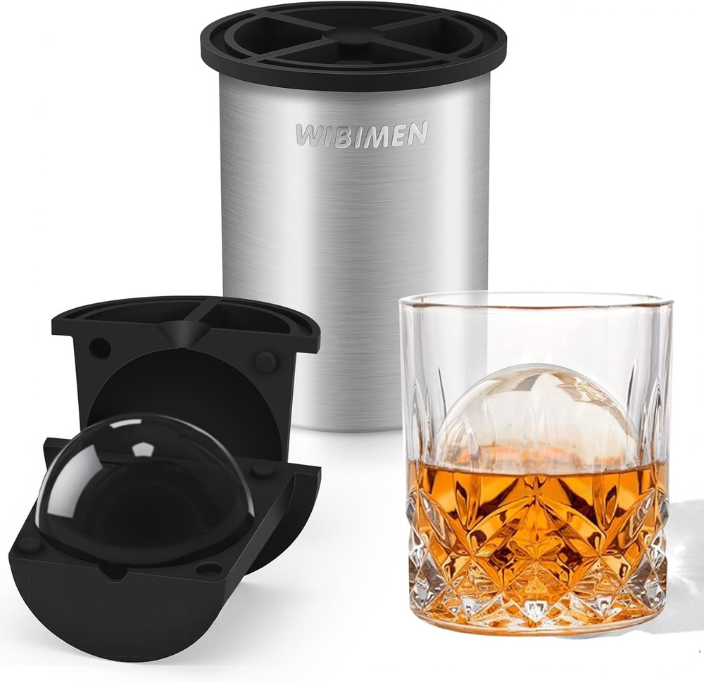 Clear Ice Cube Maker - 2.5" Ball - Stainless Steel Clear Ice Maker - Compact Des