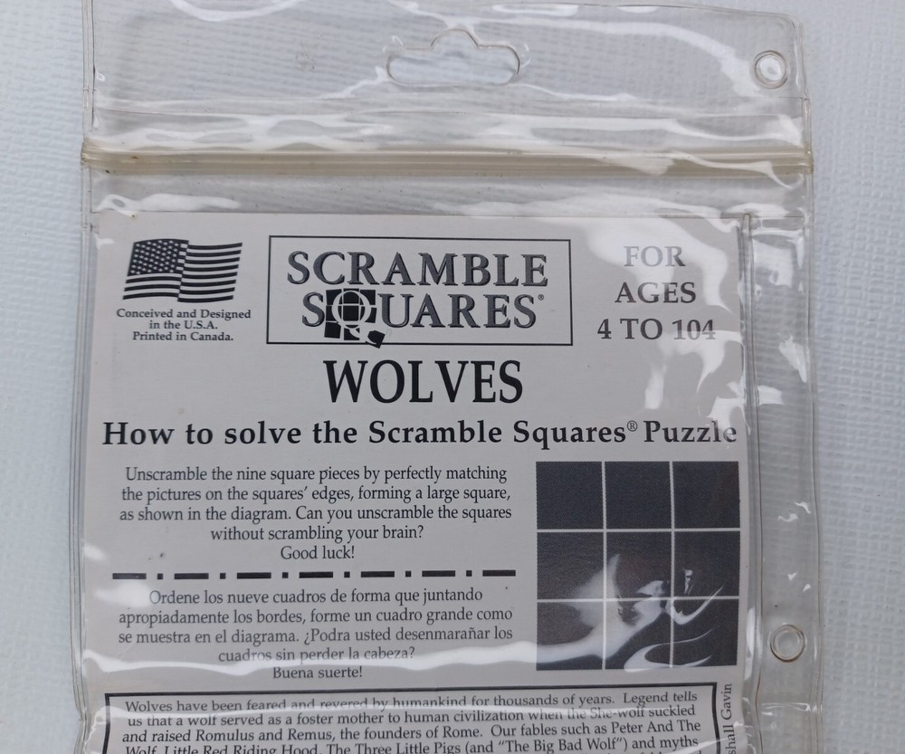Scramble Squares Wolves Puzzle 9 Square Pieces