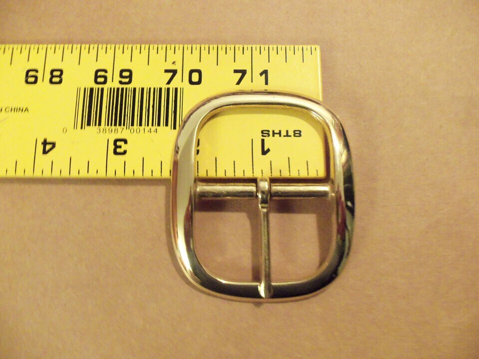 1 3/4" Solid Brass Round Middle Bar Belt Buckle