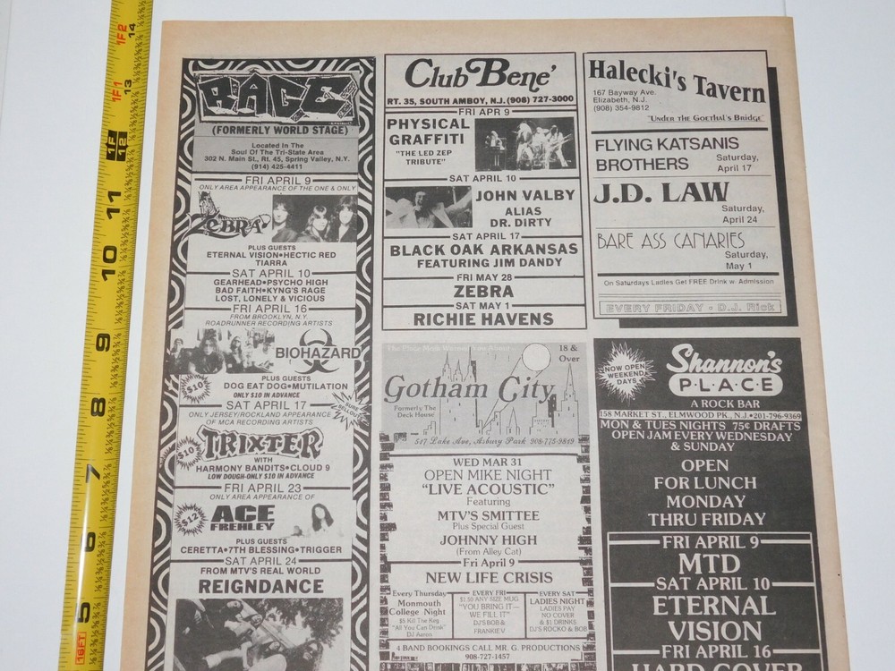 Kiss ACE FREHLEY Concert Ad Advert Rage Club NYC 1993 Photo Vintage Kiss A