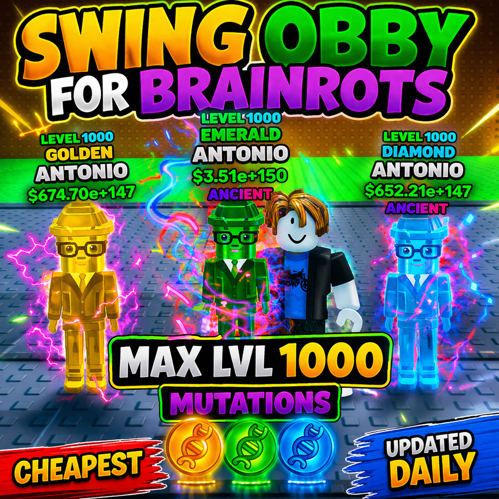 🔥Antonio | Ancient | Mutations | Level 1000 MAX - Swing Obby For Brainrots🔥