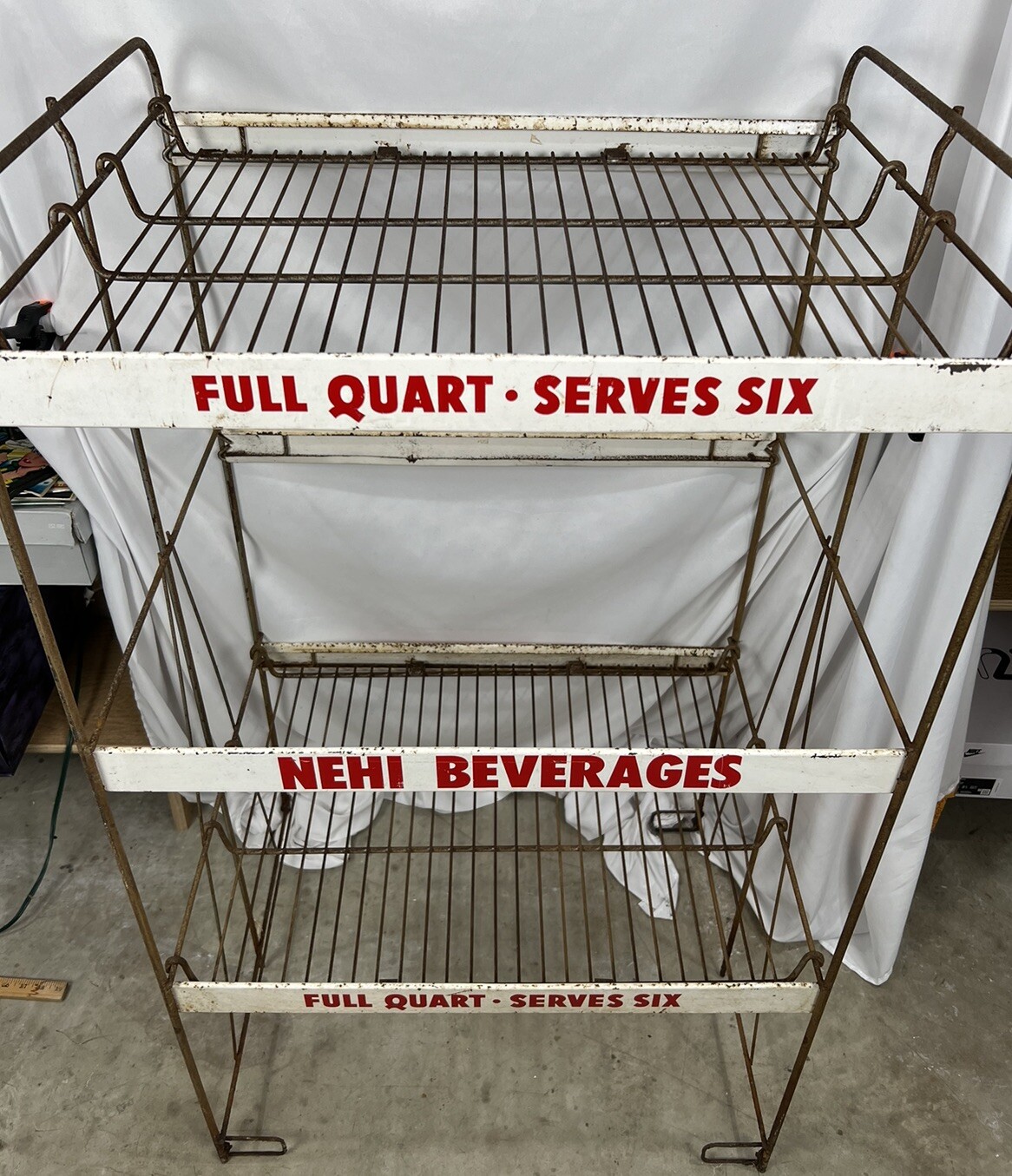 Vintage NEHI Beverages Metal Soda Rack “FULL QUART-SERVES SIX” 47x27x21