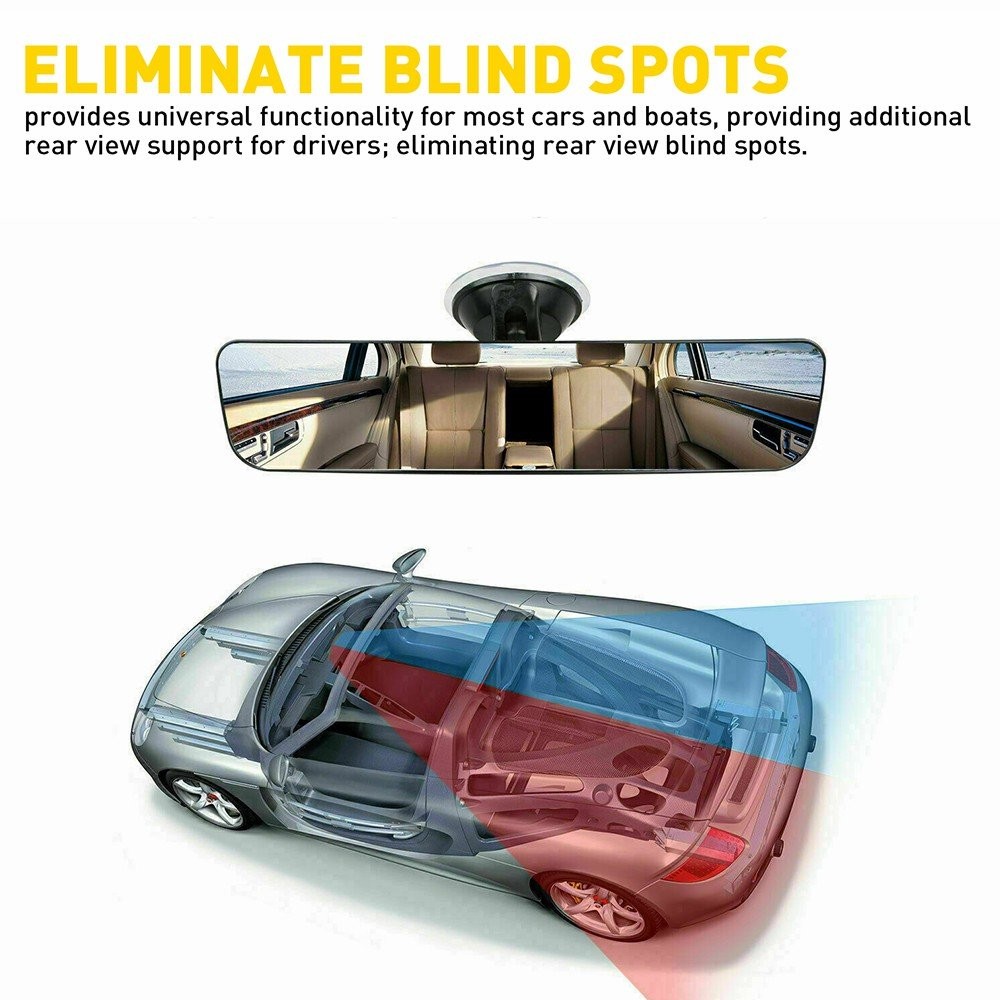 Universal Car Interior Rear View Mirror Wide Flat Suction Cup Angle Adjustable