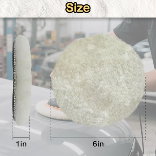Wool Buffing Pads 6 Inch, 2 Pack Wool Buffing Pads with Hook & Loop Backing