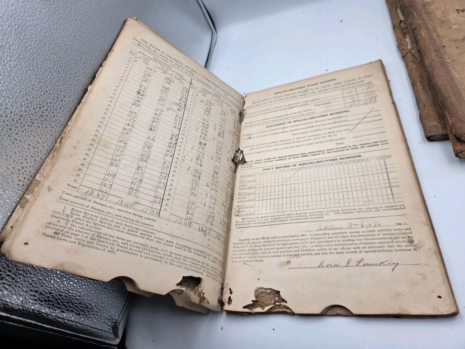 (4) Antique Postmasters Account Record Book 4th Class Abilene Virginia 1899-1906