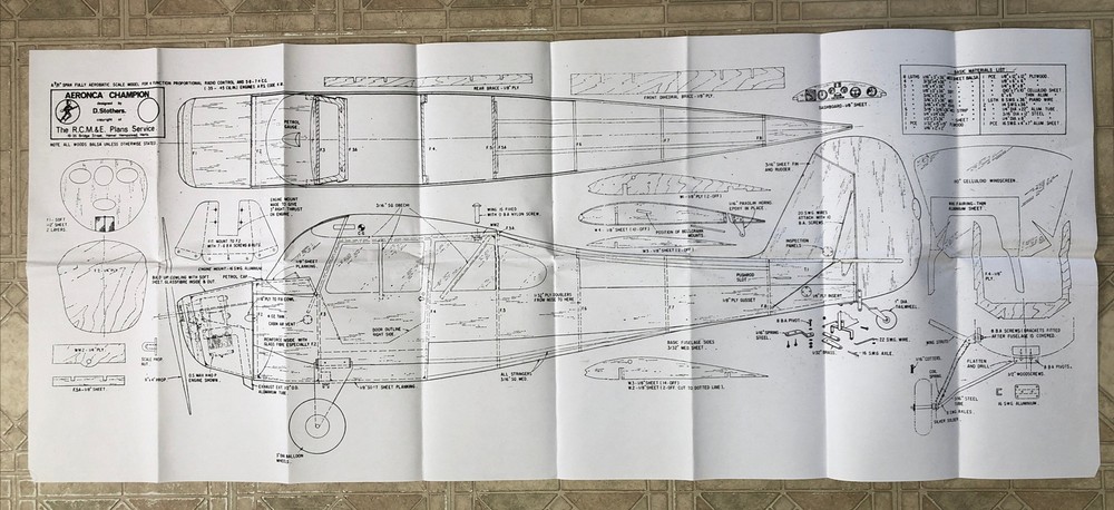 BLUEPRINTS / PLANS ONLY-Aeronca Champion RC Model Design 24x58