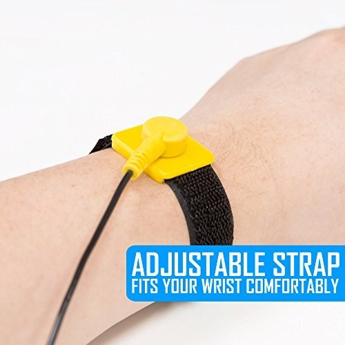 Adjustable Anti-Static Wrist Strap 5 Pack - ESD Grounding Bands for PC & Electro