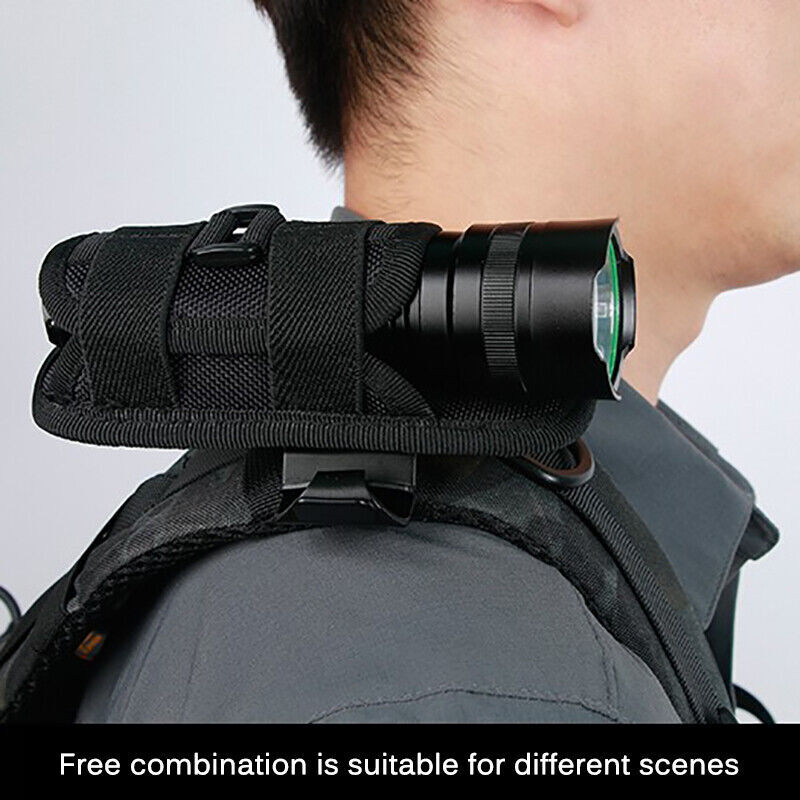 Tactical Flashlight Pouch Adjustable Torch Carry Case with 360-Degree Rotatable