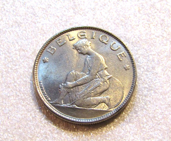 1923 Belgium 2 Francs Coin