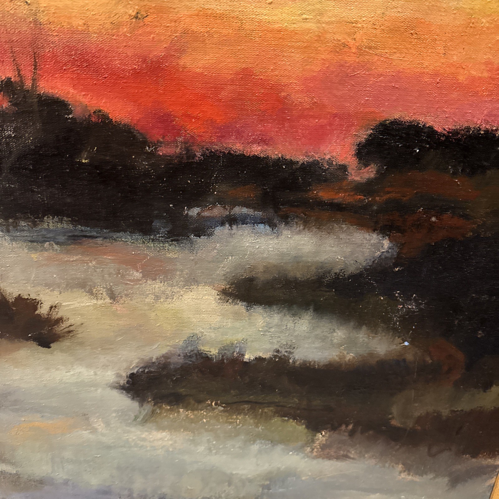 Vintage Florida Landscape Original Oil Painting On Canvas Framed Signed Rosen