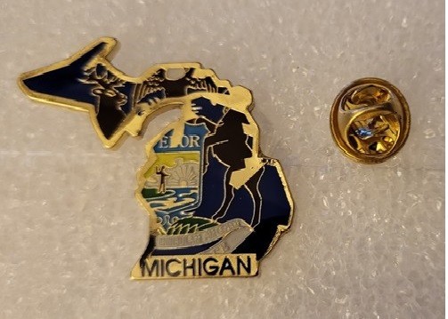 Michigan State Flag Map lapel pin