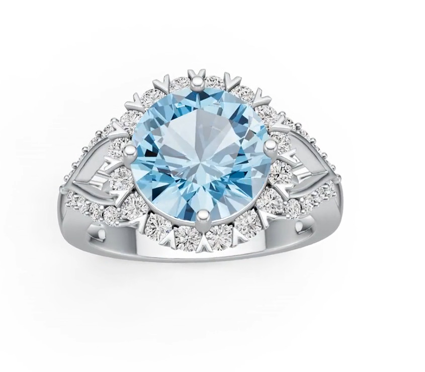 Sterling Silver Semi Mount Ring Setting Round RD 10x10mm Halo Split Shank