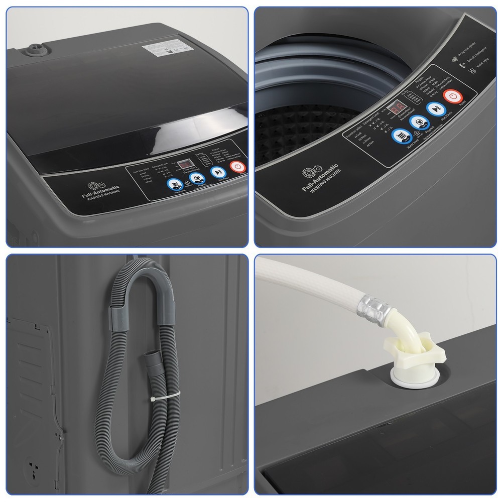 20Lbs Washing Machine Full Automatic Laundry Washer +LED Display for Home/APT