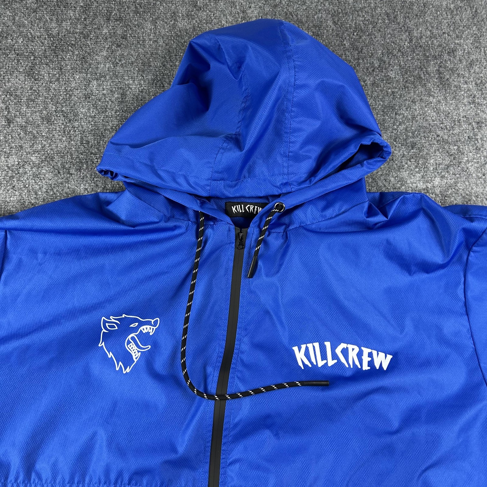 Kill Crew Jacket Mens 5XL Blue Hooded Windbreaker Full Zip Mesh Lined StreetWear