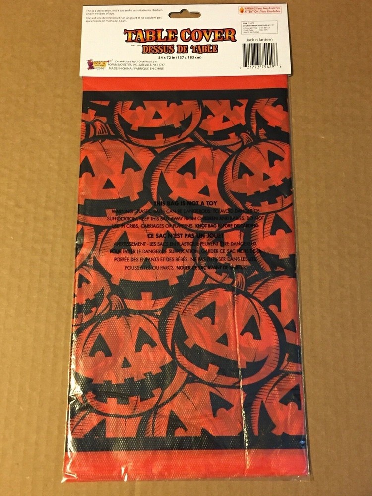 NEW JACK-O-LANTERN PLASTIC TABLE COVER 54"X72" 2016