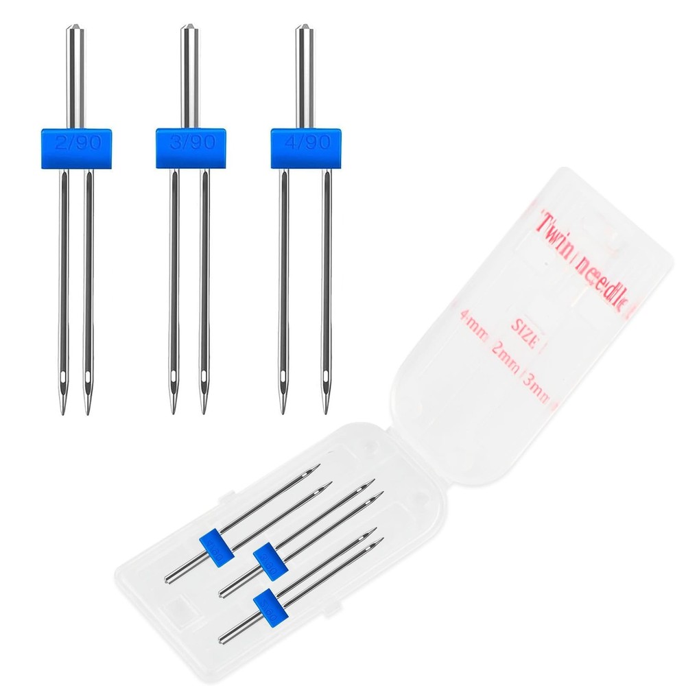 9 Pack Twin Needles for Sewing Machine, Double with 3 Pieces...