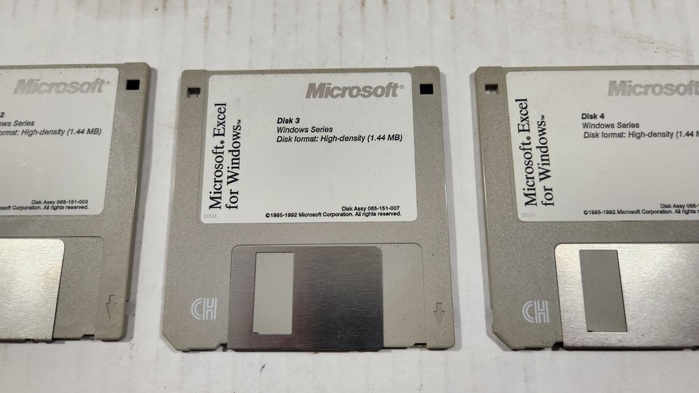 Vintage 3.5" Floppy Disks Microsoft Excel For Windows Disk 1-5