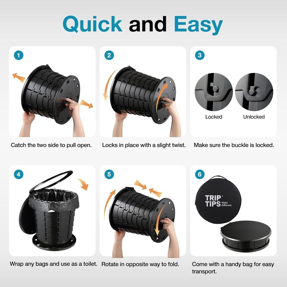 Multi-Functional Camping Toilet with Cover Design