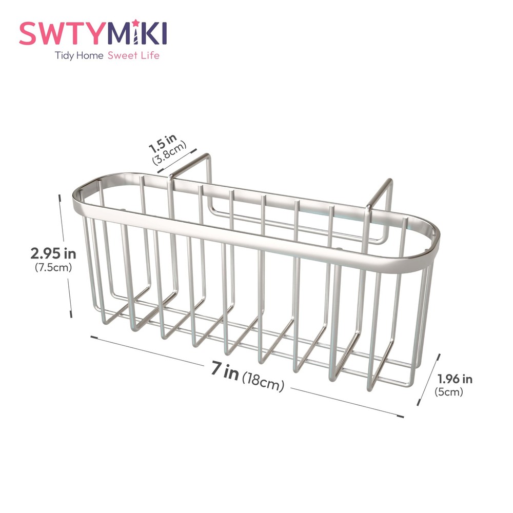 SWTYMIKI Sponge Holder for Kitchen Sink, Movable Sink Medium, Silver