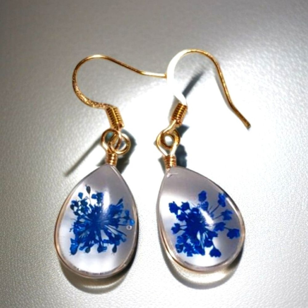 Fairycore Blue Flower Resin Earrings