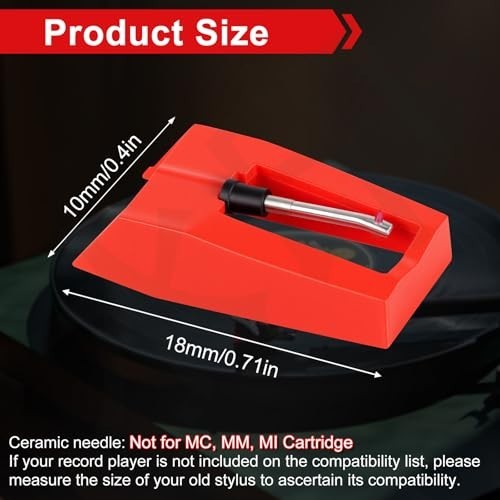 6 Pack Record Player Needle Replacement, Upgraded Vinyl Record Needle Compatible