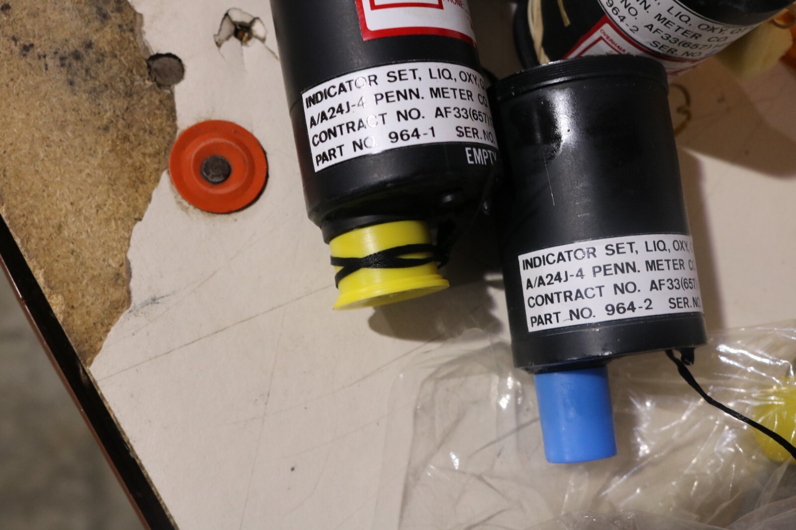 Exc cond. F-4 Phantom liquid oxygen gauge set (2) P/N A/A24J-4 964-1 AND  964-2