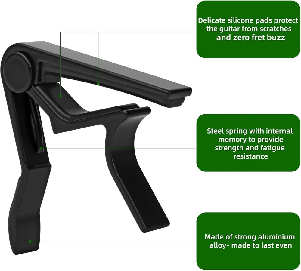 Versatile Professional Capo for 6 String Guitars & Ukuleles - Quick Change