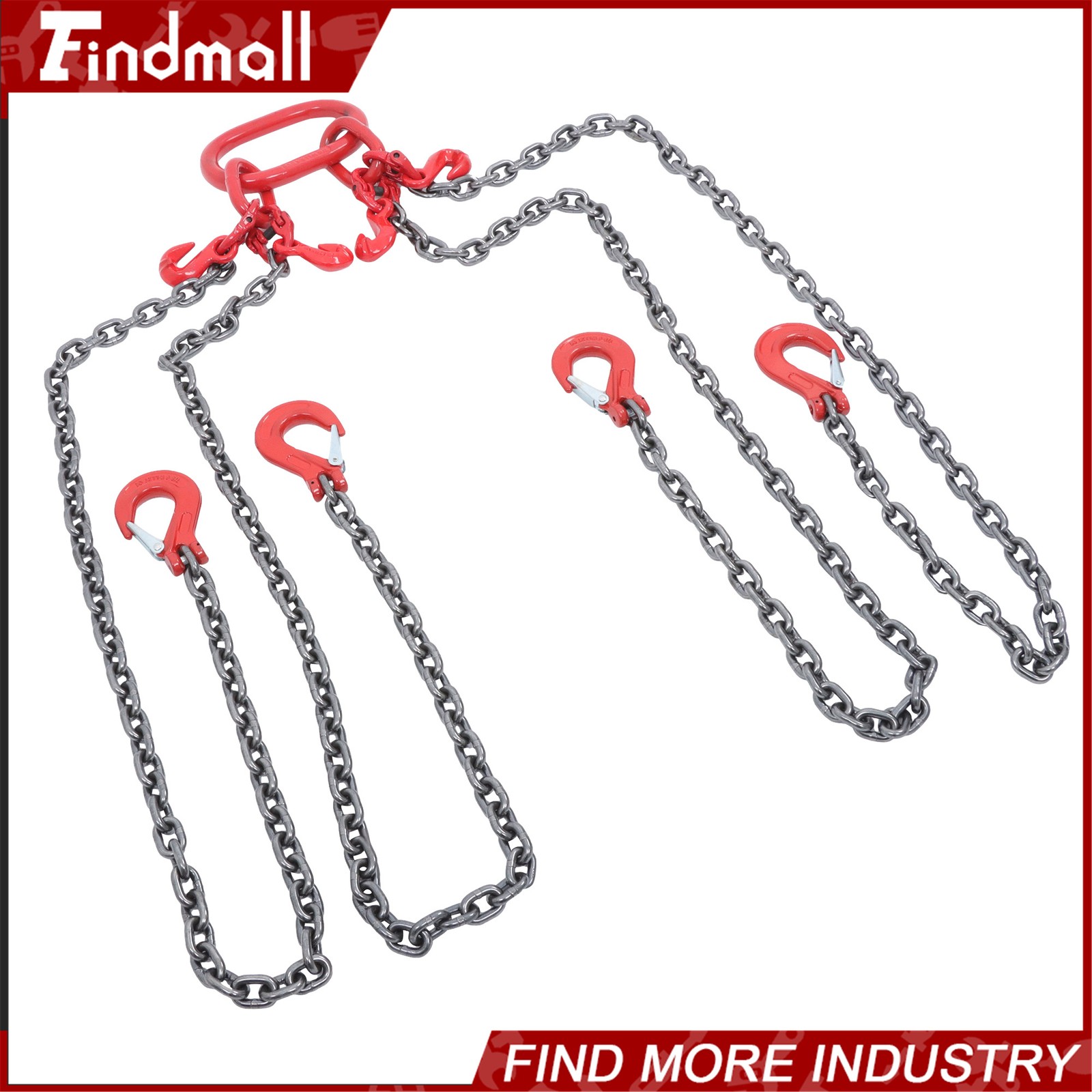 Findmall Chain Sling 5/16In × 5FT G80 11000Lbs 4 Legs Lifting Chain W/Adjusters