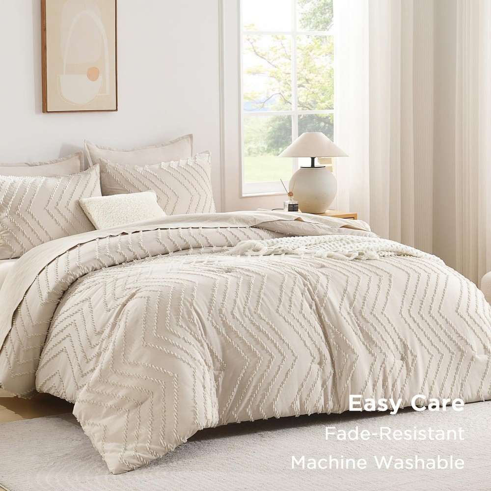 Andency Oversized King Comforter Set (120"x98"), 01 - Beige