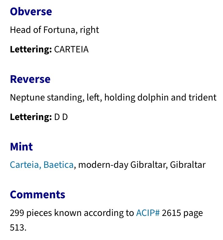 Neptune and Goddess Fortuna Roman Provincial 27BC-14AD Reign of Augustus Coin