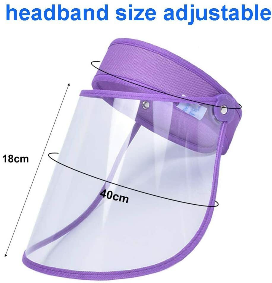 Adjustable Face Shield with Headband Clear Visor Purple Adjustable Visor 2 Pack