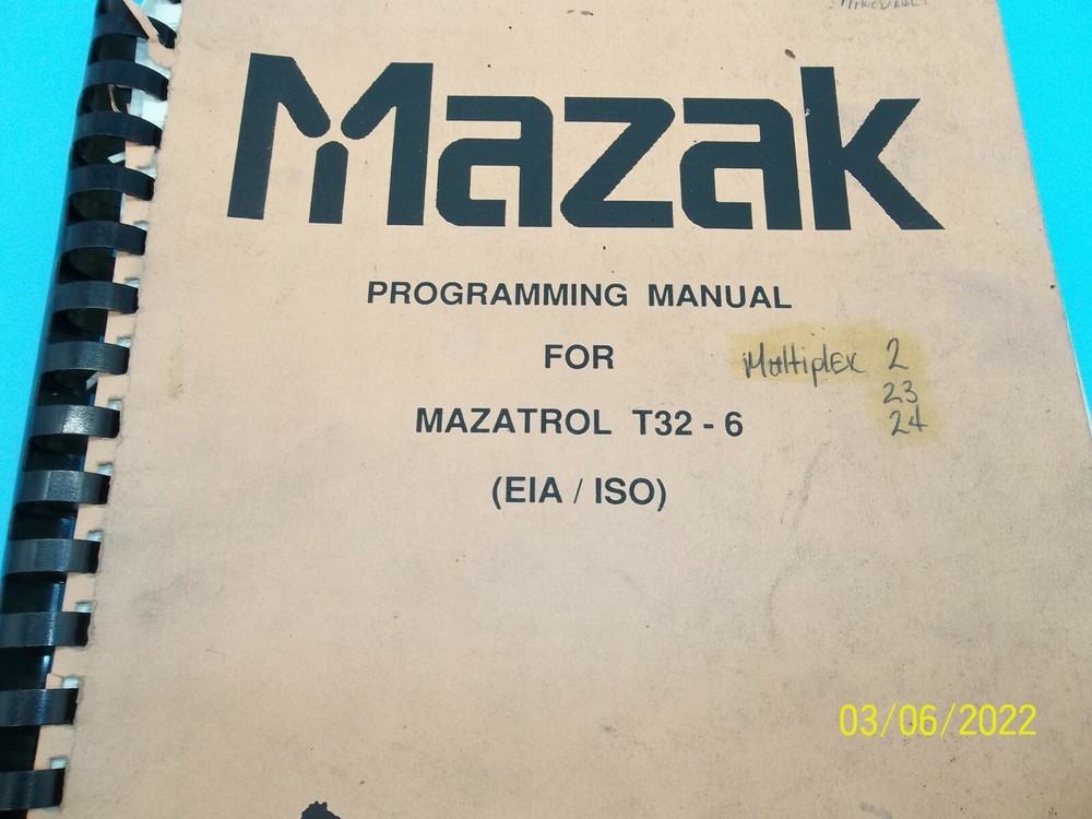 Mazak Programming Manual for Mazatrol T-32-6 EIA/ISO  (MS-481)