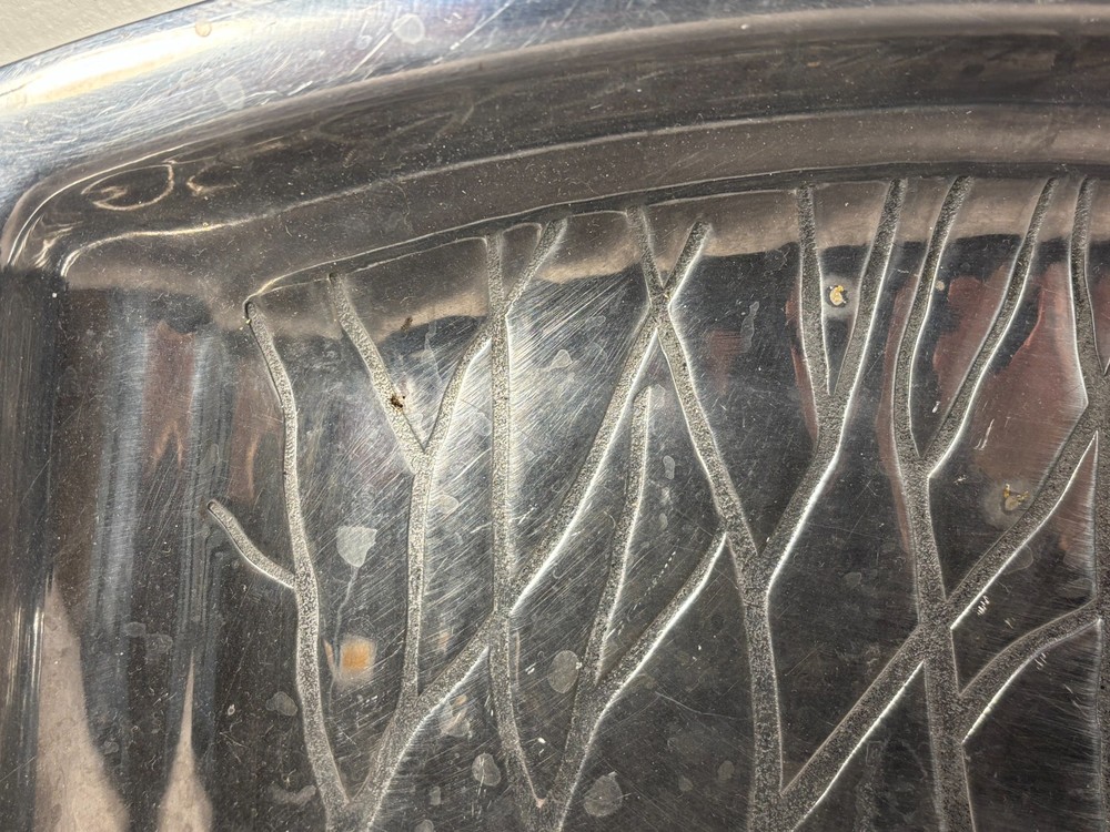 Vintage Lenox Silver Plated Serving Tray w/ Handles Engraved Tree Pattern