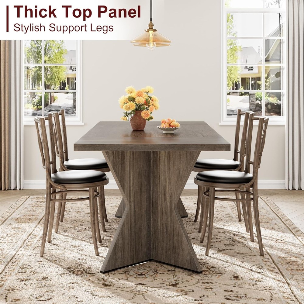 Double-Sided Triamine Rectangular Dining Table-Iron Foot 1 grey Panel Thick