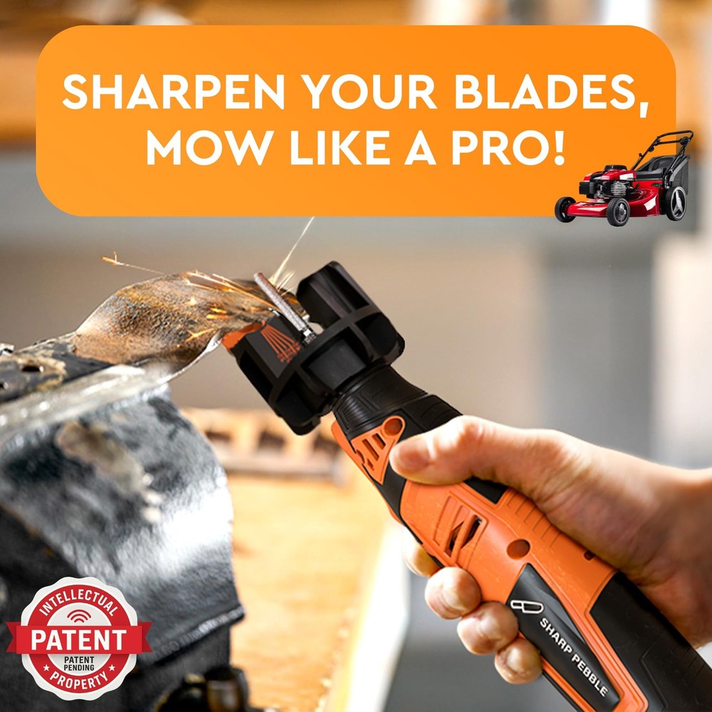 Cordless Lawn Mower Blade Sharpener – Adjustable 20°- 40° Angle Guide-Rotary ...