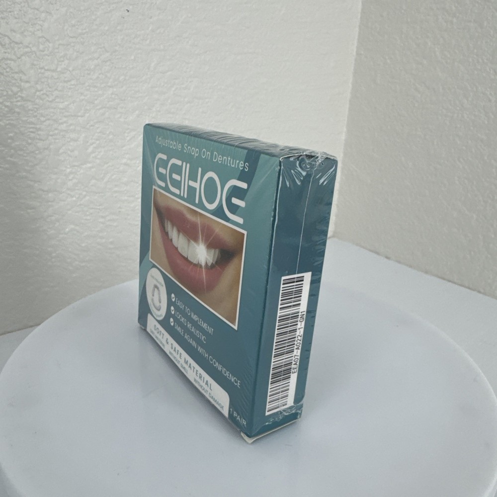 Temporary Teeth Perfect Cover Adjustable Snap On Teeth Dentures Set Open Box