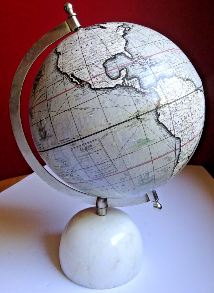 Globe on Marble Stand, 12" tall