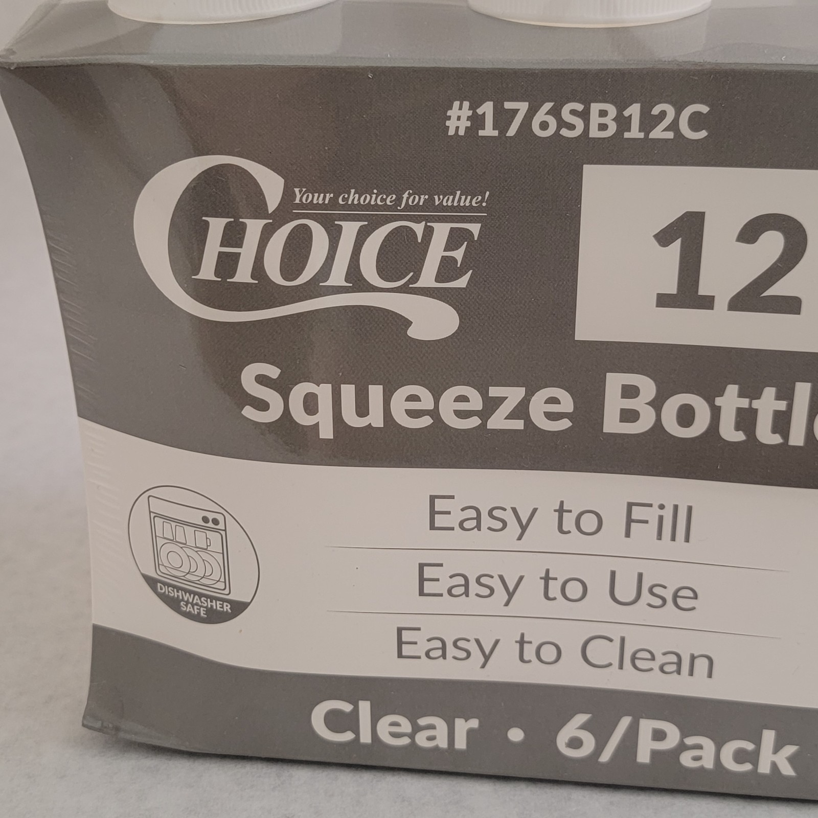 Clear Choice Squeeze Bottles 12 oz Restaurant Condiments With Top PACK OF 6 NEW