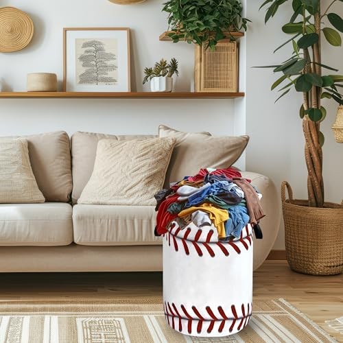 Baseball Texture Laundry Basket Foldable Funny Funny Baseball Texture Print