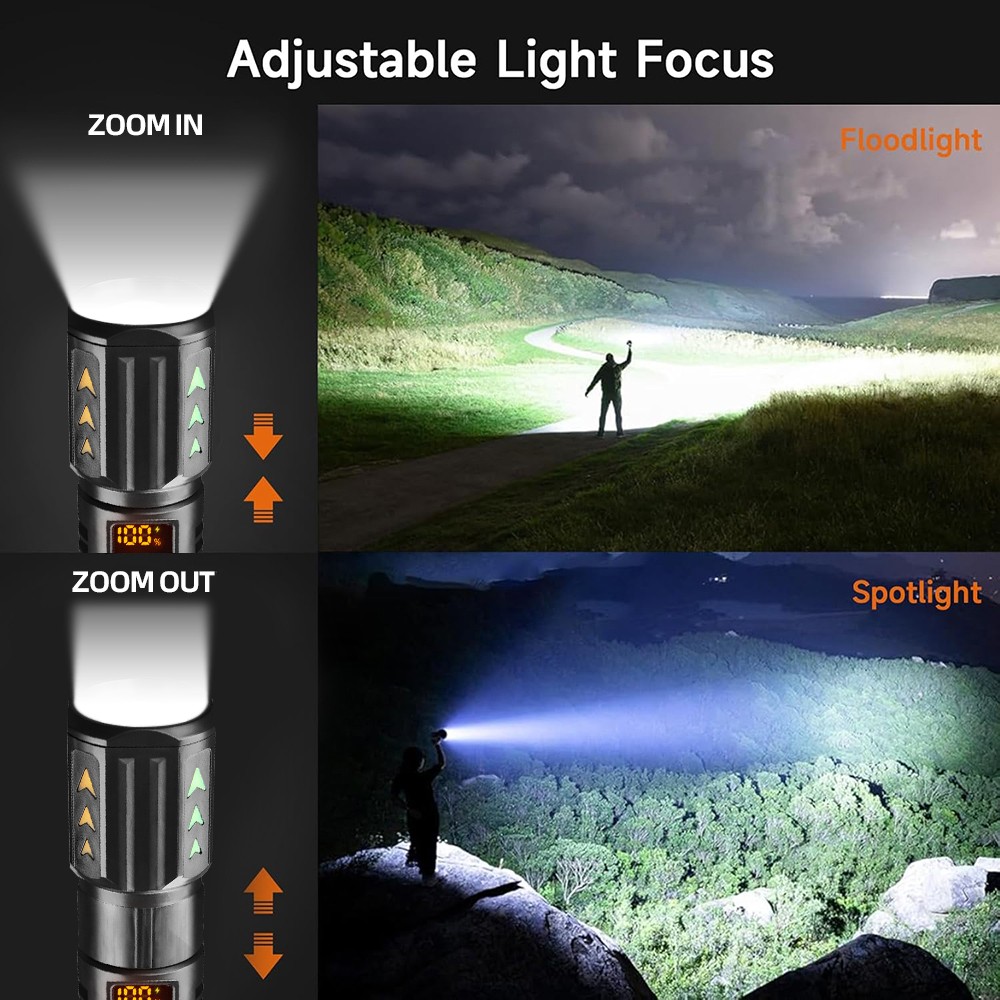 90000000 Lumens Super Bright LED Tactical Flashlight Rechargeable LED Work Light