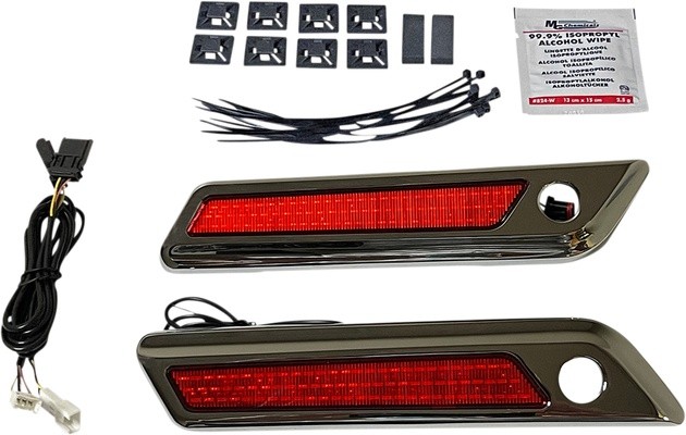 Custom Dynamics LED Saddlebag Latch Lights Chrome Red #CD-SBL-BCM-RC