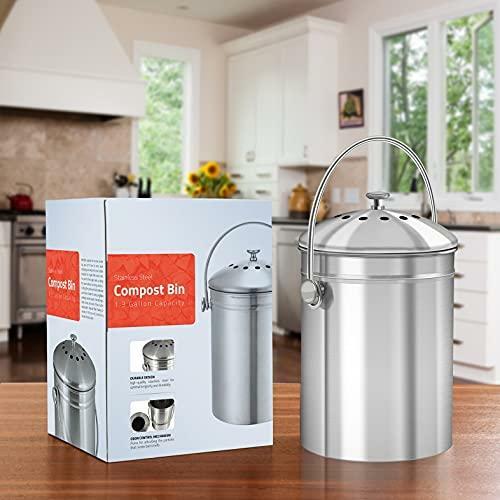 Utopia Kitchen Compost Bin for Kitchen Countertop - 1.3 Gallon Compost Bucket