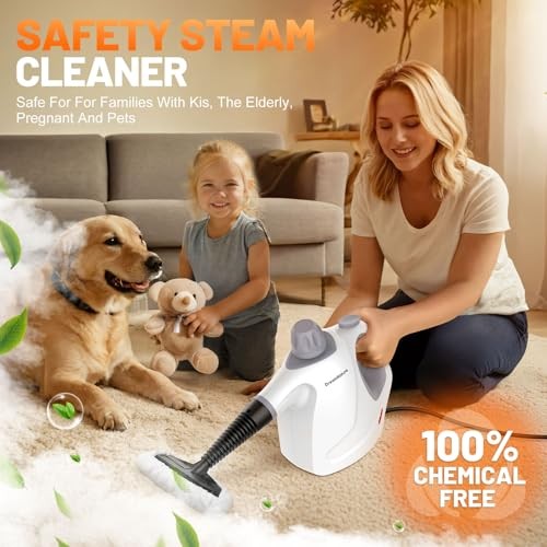 DREAMNATURE MULTI-SURFACE HANDHELD PRESSURIZED STEAM CLEANER - 15.2OZ - GRAY