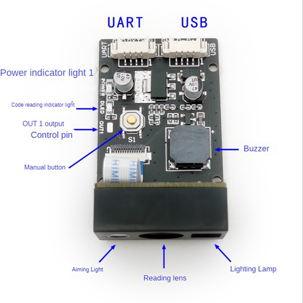 GM865 1D 2D Barcode Scanner USB TTL Bar Code Reader QR Code Module CMOS9774