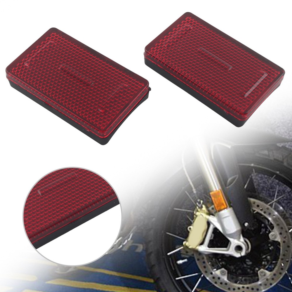 2PCS Red Rectangular Reflector For Universal Motorcycles ATV Dirt Bikes